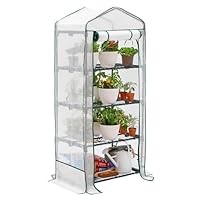 Bramble - Premium Garten Foliengewächshaus für Balkon & Terrasse mit 4 Etagen, Stahlrahmen & Verstärkter PVC-Abdeckung - Stabil & Einfach zu Montieren - 160x69x49cm