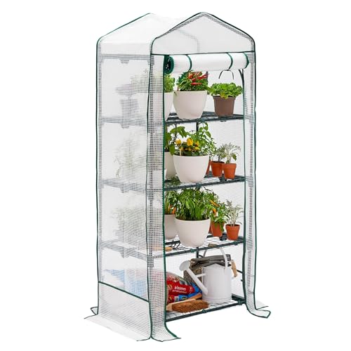 Bramble - Premium Garten Foliengewächshaus für Balkon & Terrasse mit 4 Etagen, Stahlrahmen & Verstärkter PVC-Abdeckung - Stabil & Einfach zu Montieren - 160x69x49cm
