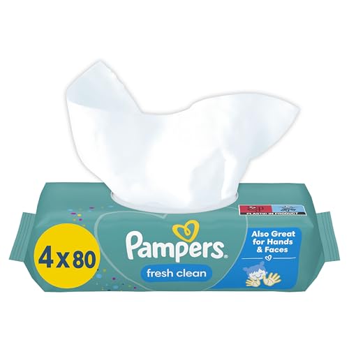 Pampers Fresh Clean Lingettes humides, 3 x 320 = 960 pièces, sans odeur, également idéales pour les poignées et la bouche