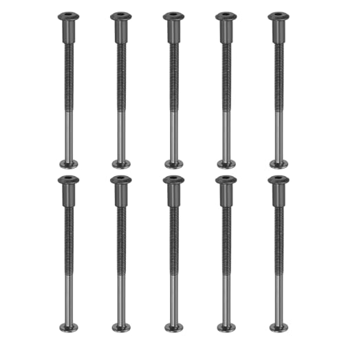 PATIKIL 10 kit Tornillo de Conexión, M6*100mm Postes de Tornillo de Unión Hexagonal Tornillos Chicago de Encuadernación Acero al Carbono Manguito para Muebles Cinturón Armario, Negro