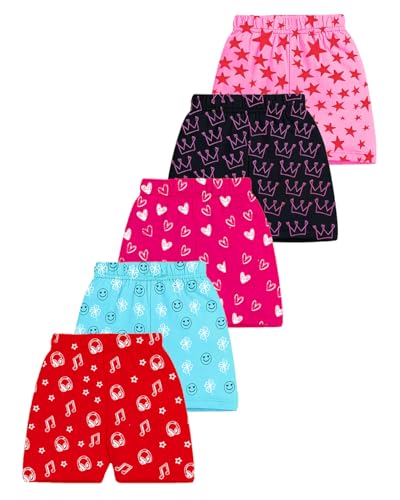 Image of Kuchipoo Girls Regular Fit Cotton Shorts - Pack of 5