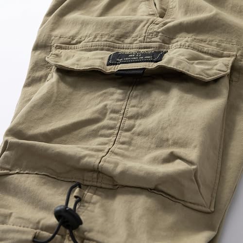 Men's Cargo Pants Casual Drawstring Elastic Waisted Outdoor Trousers with Multi Pocket 6