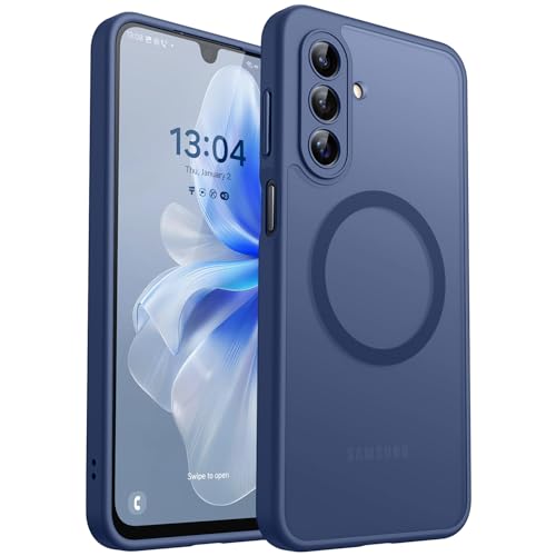 Image of CANSHN Designed for Samsung Galaxy A17-5G Case [Full Camera Protection] [Compatible with Magsafe] Translucent Matte Back Protective Phone Cover, Deep Blue