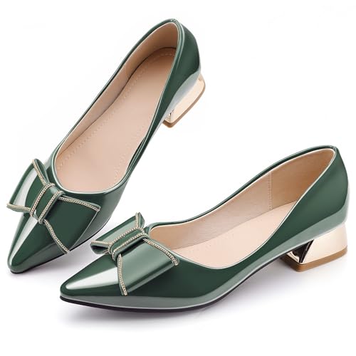 Women's Chunky Closed Toe Low Block Heels Work Pumps Comfortable Dress Wedding Shoes for Party Office