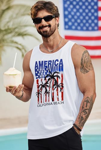 Image of VOGSTART Mens Hawaiian Beach Tank Tops Summer Vacation Muscle Top Graphic Sleeveless Shirts (S-3XL)