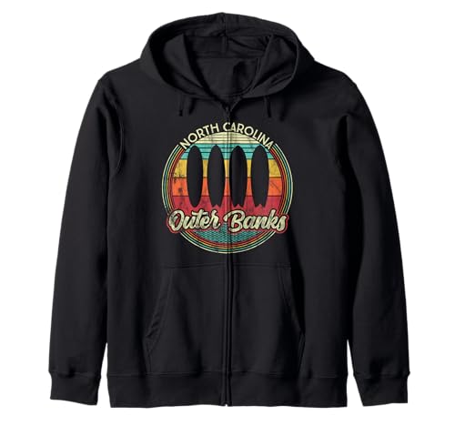 Outer Banks. Retro Surfboards - Vintage Surf Zip Hoodie