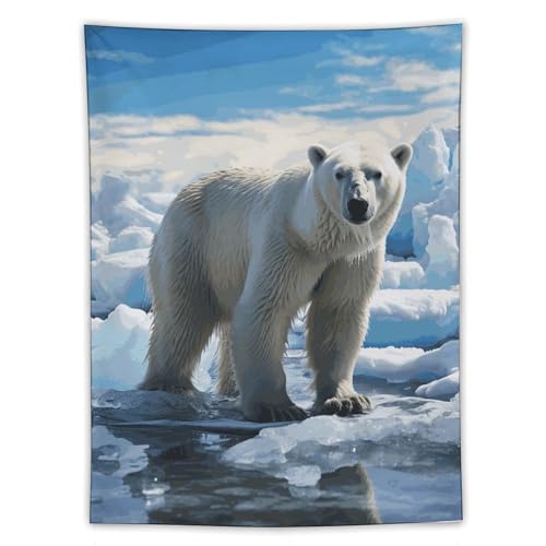 Tapisserie murale ours polaire suspendre verticalement grand format 152x203 cm