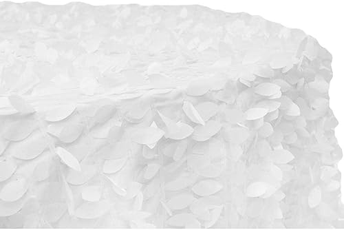 Mantel redondo de tafetán - 120 pulgadas Blanco Pétalos de hoja 1 unidad