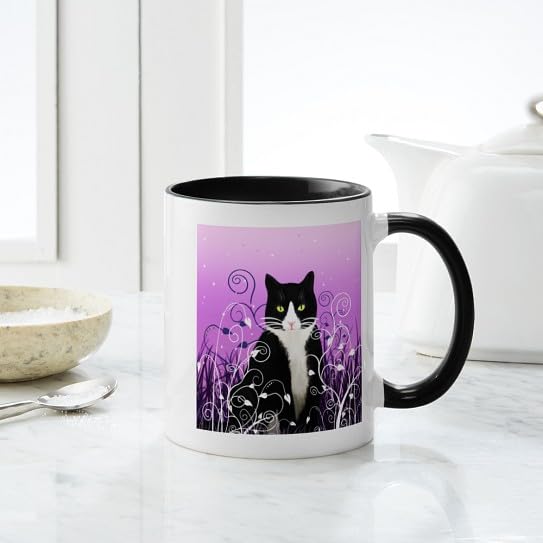 Taza de cerámica 11 oz con diseño de gato Tuxedo miniatura 5