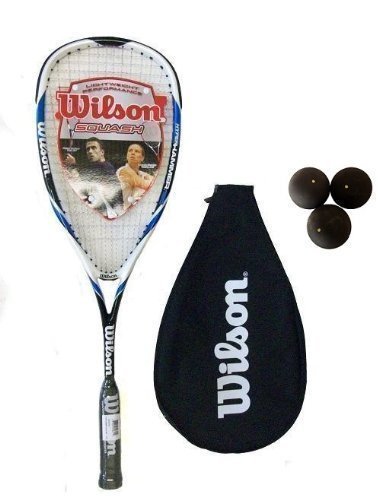 Wilson Hyper Hammer Carbon 120 Blau Squashschläger + 3 Squashbälle von Wilson