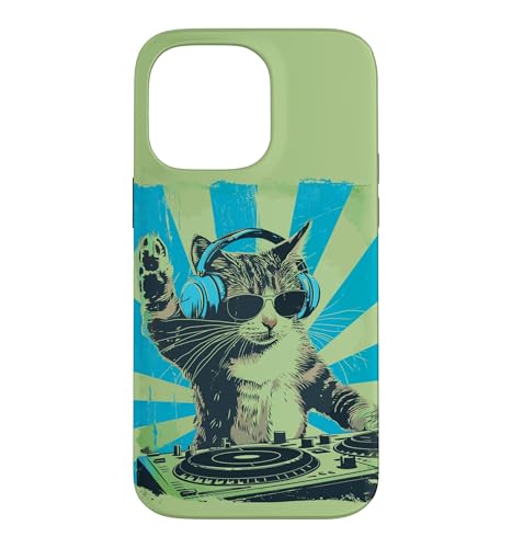 DJ Cat Disco Funny Sound Tech Headphone Techno Music �X�}�z�P�[�X iPhone 14 Pro Max �p