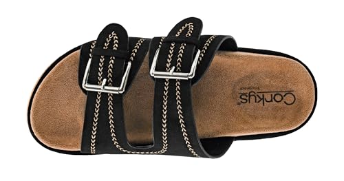 Corkys Footwear Women's Smitten Two-Strap Sandal - Featuring Comfortable and Soft Insoles, Two Adjustable Straps, and Western Stitching Along The Straps4