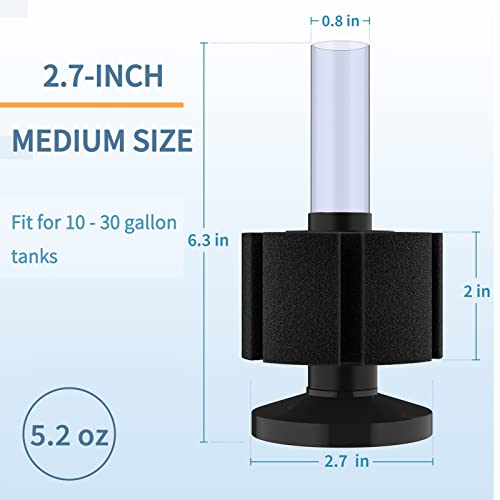 Image of Pawfly Aquarium Bio Sponge Filter Quiet Fish Foam Filter with Airline Tubing Suction Cups Check Valve Connectors and Control Valve Accessories for Betta Fry Shrimp Small Fish Tank up to 30 Gallon
