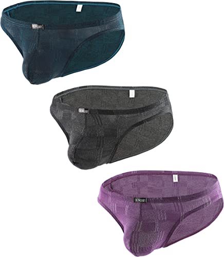 iKingsky Slip extensible pour homme avec grande poche - Sexy - Sous-vêtement taille basse - Slip doux au niveau des hanches, Lot de 3, L Cover