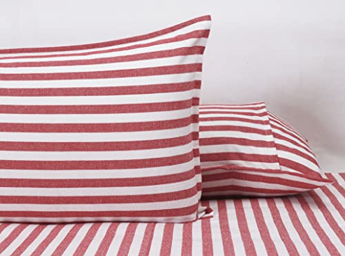 Image of AIRWILL, 200GSM Handloom Cotton Double Bedsheet with 2 Pillow Covers (Candy Stripe Red)