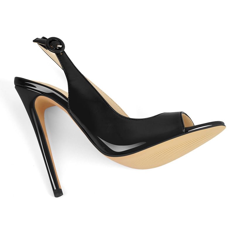 richealnini Slip On Peep Toe Stilettos High Heels Pumps3