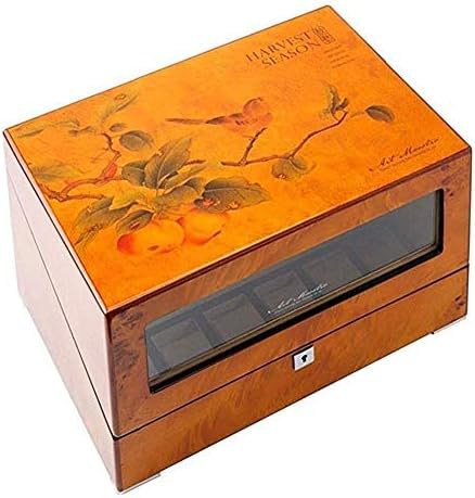 WMYYZYQ Mechanical Watch Shaker Automatic Rotate Watch Winder 4+6 Storages Box Case with Lock Quiet Motor,Brown-a