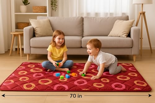 Image of Livshine 70 x 35 Inch Foam Floor Mattress - 1-Inch Thick Quilted Mat for Kids Play, Travel, Camping & Guest Use | Lightweight & Easy to Store
