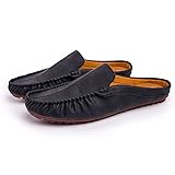 FXDN Fahren Sie Loafer for Männer Boot Moccasins auf Stil Mikrofaser Leder halb gezogen weiche, leichte runde Zehen (Color : Black, Size : 39 EU)