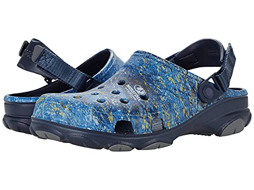 Image of Crocs Unisex-Adult Classic All Terrain Camo Clogs with Adjustable Heel Strap, Navy, 5 Men /7 Women