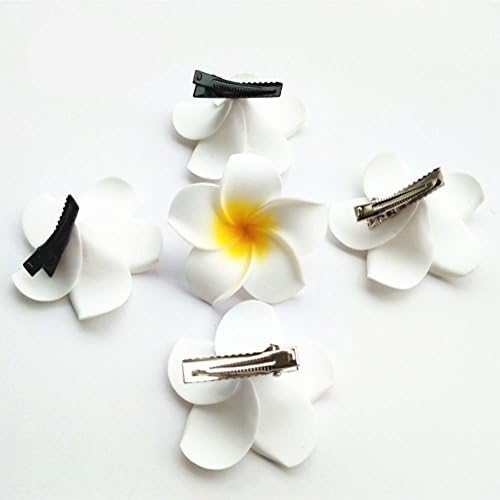 Happy Will Plumeria Rubra Hairpin Hawaiian Flower Hair Clips For Tropical Beach Wedding Bridal Barrette or Beach Party Photo Prop(100 PCS)