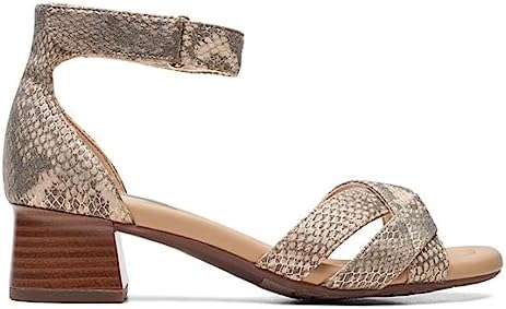 Clarks Women's Desirae Lily Heeled Sandal, Beige Metallic Synthetic, 9 Wide | Image 1