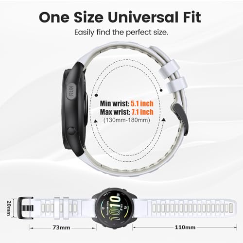 Correa de silicona compatible Garmin 20mm blanco/gris miniatura 3