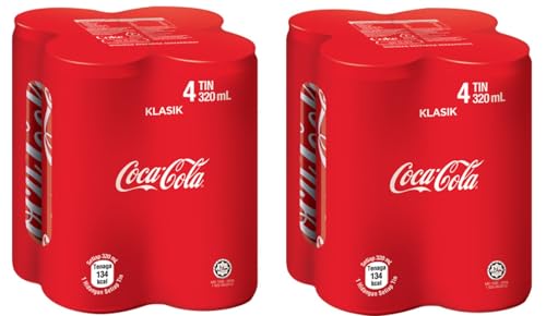 Image of Coca-Cola Classic Carbonated Soft Drink, Real Taste 320ml Tin Can, X Pack of 8 (Product Of Malaysia)