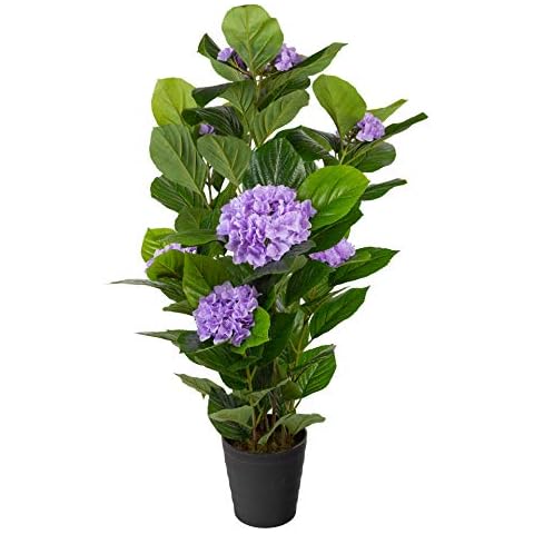 Closer2Nature 4ft 3'' - Purple Hydrangea Plants - Artificial Plant; Faux Silk Flowers Indoor Plant Perfect for Home Decor - Kitchen, Lounge and Office Cover
