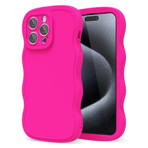 Coque en silicone pour iPhone 15 Pro motif vague rose