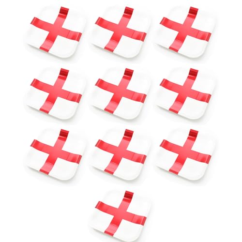 Platos de bandera de Inglaterra - Paquete de 10 platos de papel blanco con cruz de San Jorge, perfectos para fiestas de fútbol y celebrar la Copa del Mundo
