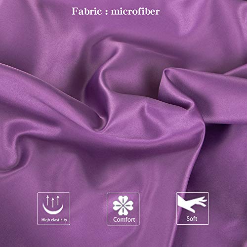 NTBAY 2 Pack Zippered Satin Pillow Cases for Hair and Skin Luxury King Hidden Zipper Pillowcases Set of 2, 50x90 cm, Purple - Image 2