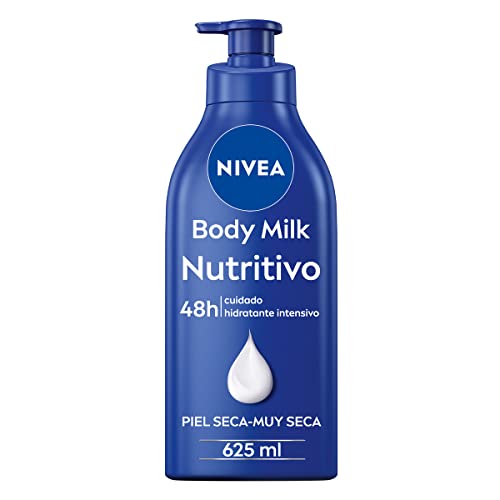 NIVEA Body Milk Nutritivo (1 x 625 ml), leche corporal que hidrata, crema hidratante corporal con aceite de almendras y ácido hialurónico, para piel seca.