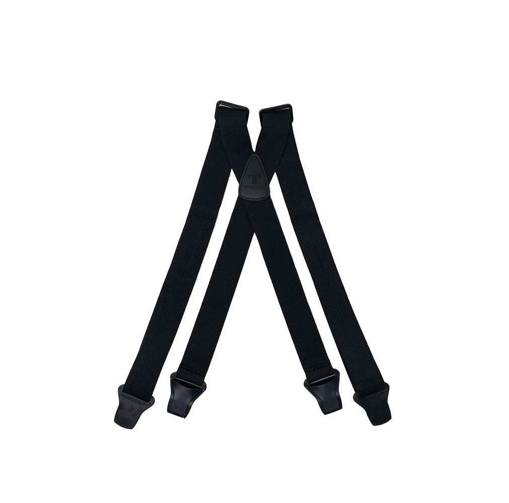 Tomahawk Heavy Duty Braces, Adjustable, Unisex Suspenders, Strong Clasp (Airport Black 1.5")