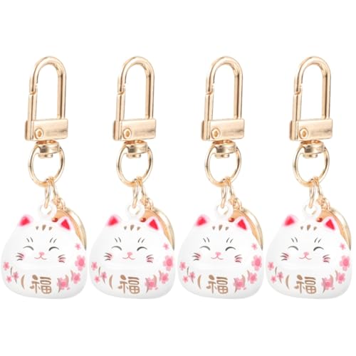 DEARMAMY 4 Piezas colgante de gato de la suerte molde soporte para cinta métrica etiqueta kinder delice carteras cartera portamonedas colgante de llavero bolso colgante adorno aleación