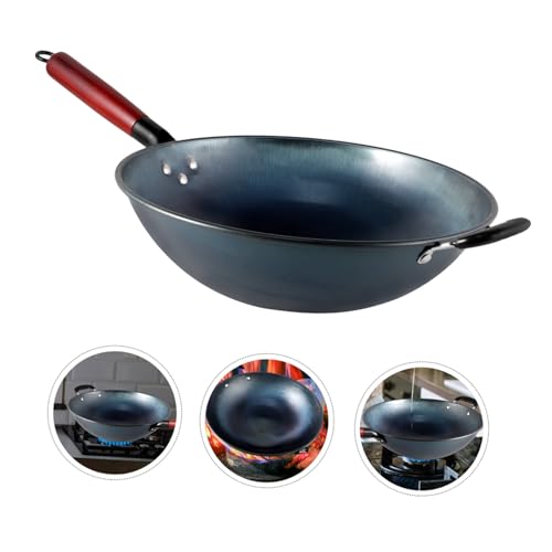 Wok de hierro antiadherente con mango de madera miniatura 4