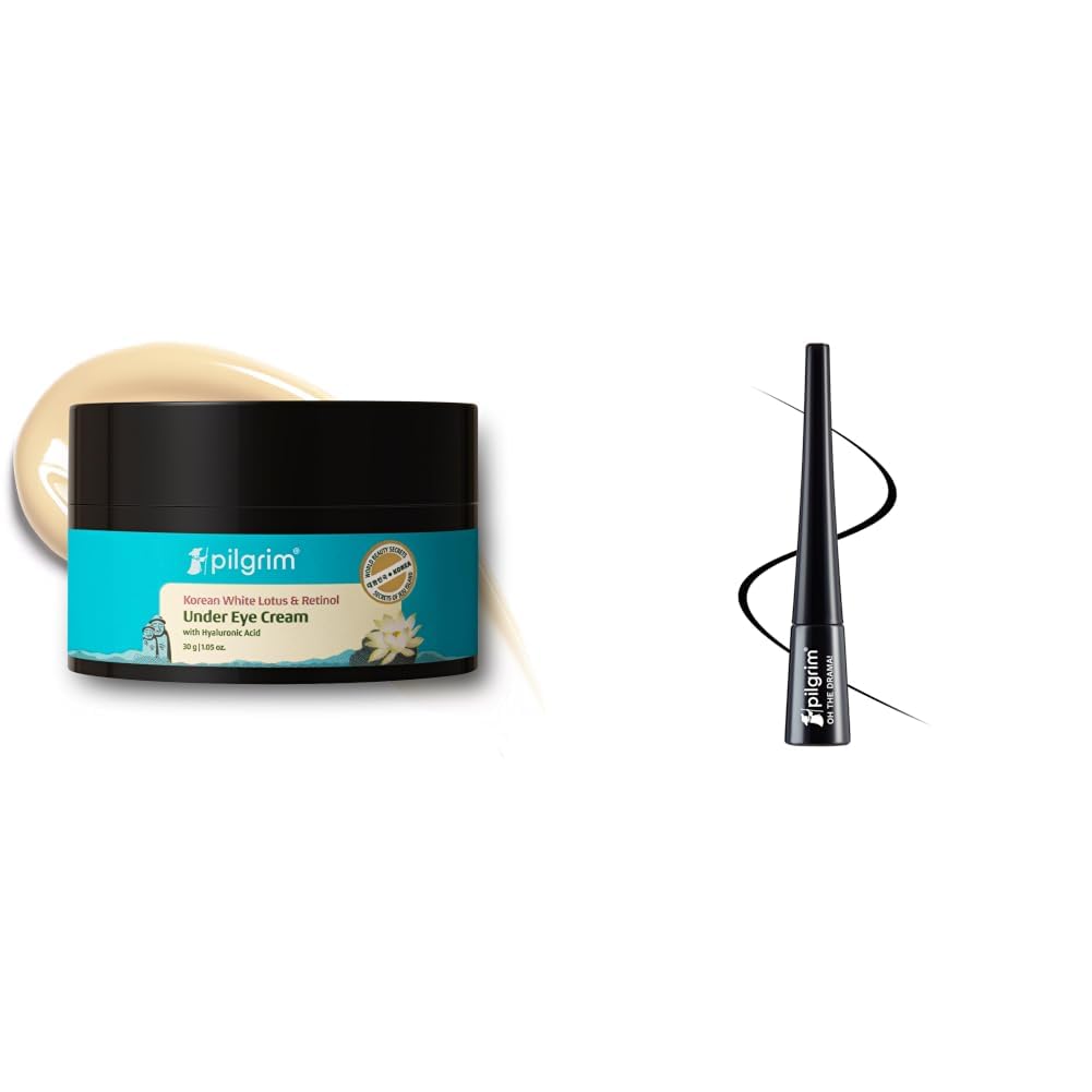 Pilgrim Korean Retinol Under Eye Cream for dark circles, Puffiness & Fine Lines with Vitamin C & Hyalur & Black Scandal Eyeliner Pencil Intense Matte Finish Smudge Proof Pencil Enriched With Argan Oil-image-48