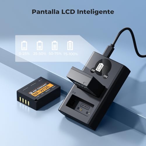 K&F CONCEPT NP-W126 NP-W126S Batería 2x1300mAh Compatibile con Fujifilm XM5/X100VI/X100V/XS10/XT30/XT30 II/XT20/XE4/A5, Cargador Rápido de Doble Ranura con Entradas Type-C y Micro-USB - imagen 4