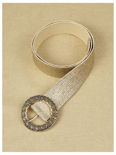 Women's Round Buckle Straw Belts Boho Braided Waist Belt with Round Buckle4