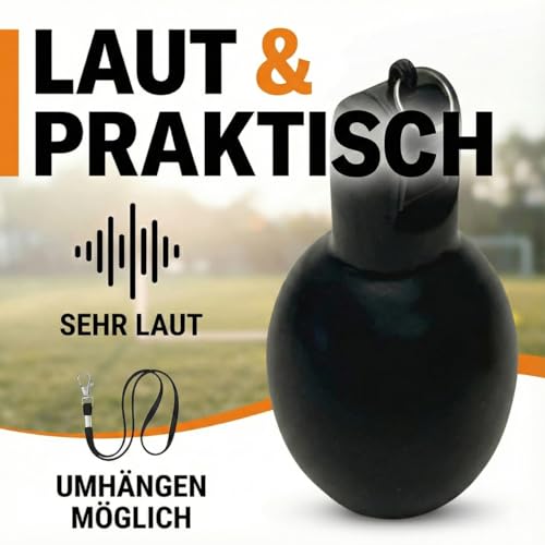 BEST SPORTING Handpfeife für den Sportunterricht – Hygienische Handbedienung & kräftiger Pfiff durch PVC-Blasebalg – Schwarze Trillerpfeife