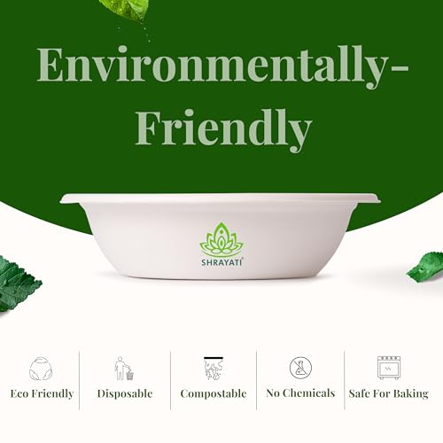 Image of Shrayati Sugarcane Bagasse Bowls, 360 ml, 50 Pcs, Biodegradable Bagasse Disposable Round Bowls for Convenient and Sustainable Eating