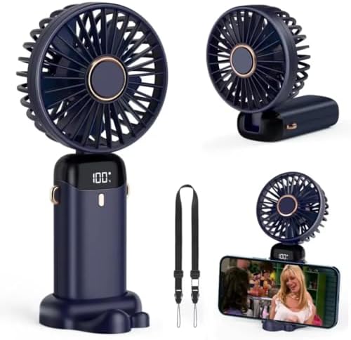 Dijital Göstergeli Mini Vantilatör, Şarjlı Masaüstü Vantilatör, Taşınabilir 12000 Rpm El Fanı, Ergonoik Tasarım, Kademeli ve Sessiz Çalışma, Soğutucu Mini El Fanı, El Tipi ve Masaüstü Kullanım — Amazon ürün görseli