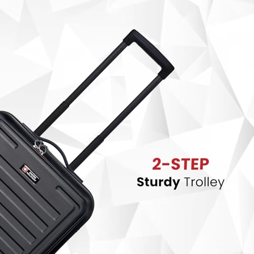 Image of Swiss Military PRIMUSPLUS Laptop Trolley Bag 55cm Cabin Suitcase, Lightweight ABS, 15.6 inch Laptop Slot, 360 Wheels, Push-button Telescopic handle, enhanced security, Business Travel Luggage (52L) Black