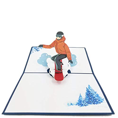 Snowboard Greeting Card - Pop Up Birthday Card, Congratulations Card, Retirement Card, Thank You Card, Anniversary Card, Sport Lovers | Pop Card Express (Snowboard Pop Up Card)