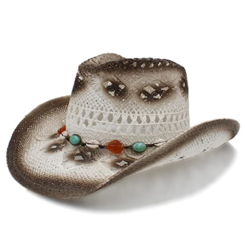 Chapeau de plage ajouré et respirant style cowboy western pour l'été