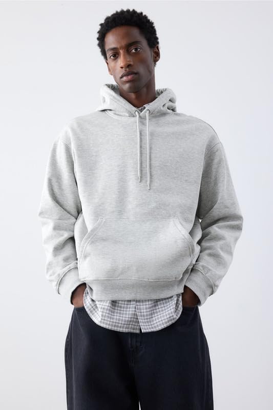 Image of Casual Fleece Hoodie Sweatshirt Solid Hooded Collar Drawstring Long Sleeve Pullover for Men & Women
