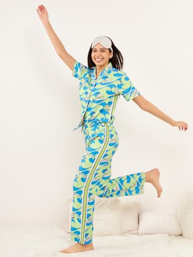 Pyjama femme vert taille 44 ensemble nuit manches longues Sweet Dreams
