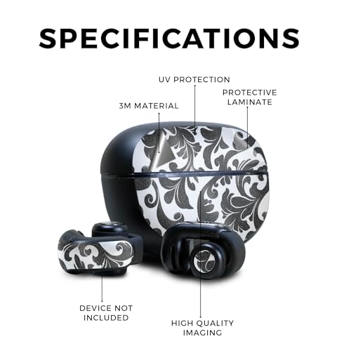 Image of Glossy Glitter Skin Compatible with Bose Ultra Open Earbuds - Black Damask - Premium 3M Vinyl Protective Wrap Decal Cover - Easy to Apply | Crafted in The USA by MightySkins