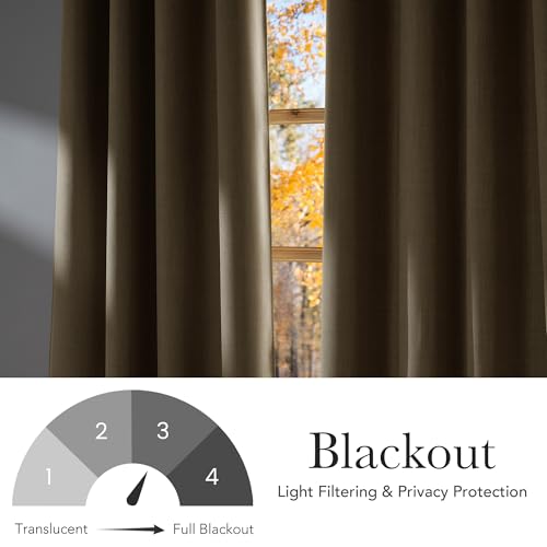 Image of NICETOWN Short Faux Linen Oatmeal Blackout Curtains 63 inches Long for Kitchen - Privacy Panels for Living Room Bedroom, Modern Farmhouse Style Easy Care Grommet Top, 2 Panels, W42 by L63