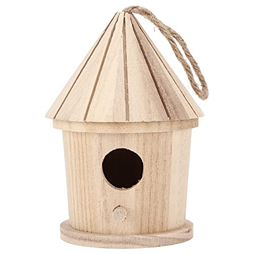 hand painted birdhouses - DIY Wooden Round Shaped Bird House Unfinished Bird House for Finches and Songbirds, Outdoor Garden Hanging Use Garden Patio Decorative Hand Painted Birdhouse